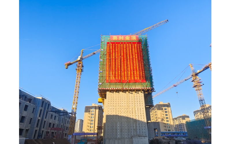 酣戰(zhàn)燃冬 喜封金頂丨天華實(shí)業(yè)集團(tuán)承建的河北鹽山“盛世·迎賓壹號(hào)”項(xiàng)目順利封頂